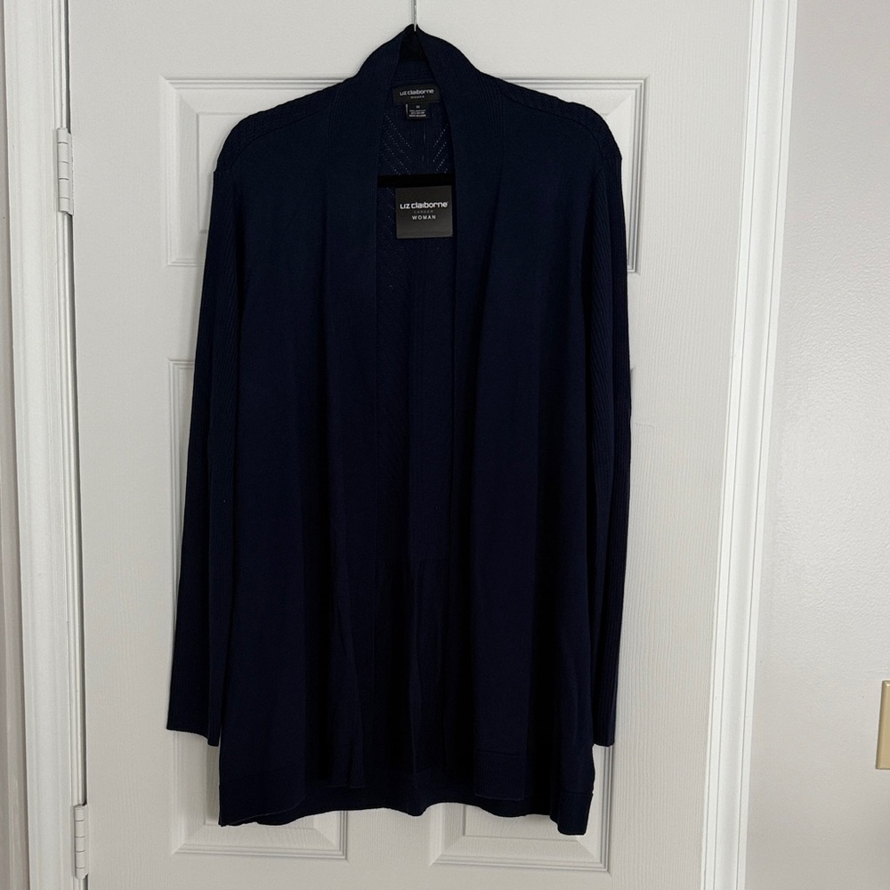 Liz Claiborne Midnight Blue Open Front Cardigan